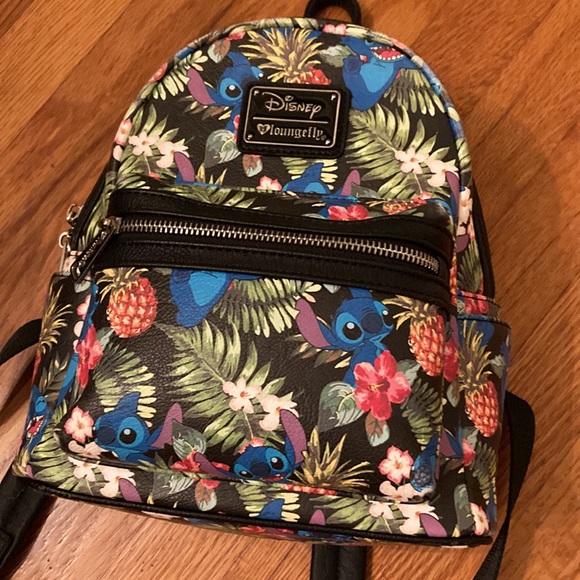 Like New Loungefly Disney Lilo & Stitch pineapple and  leaves mini backpack bag main image 4